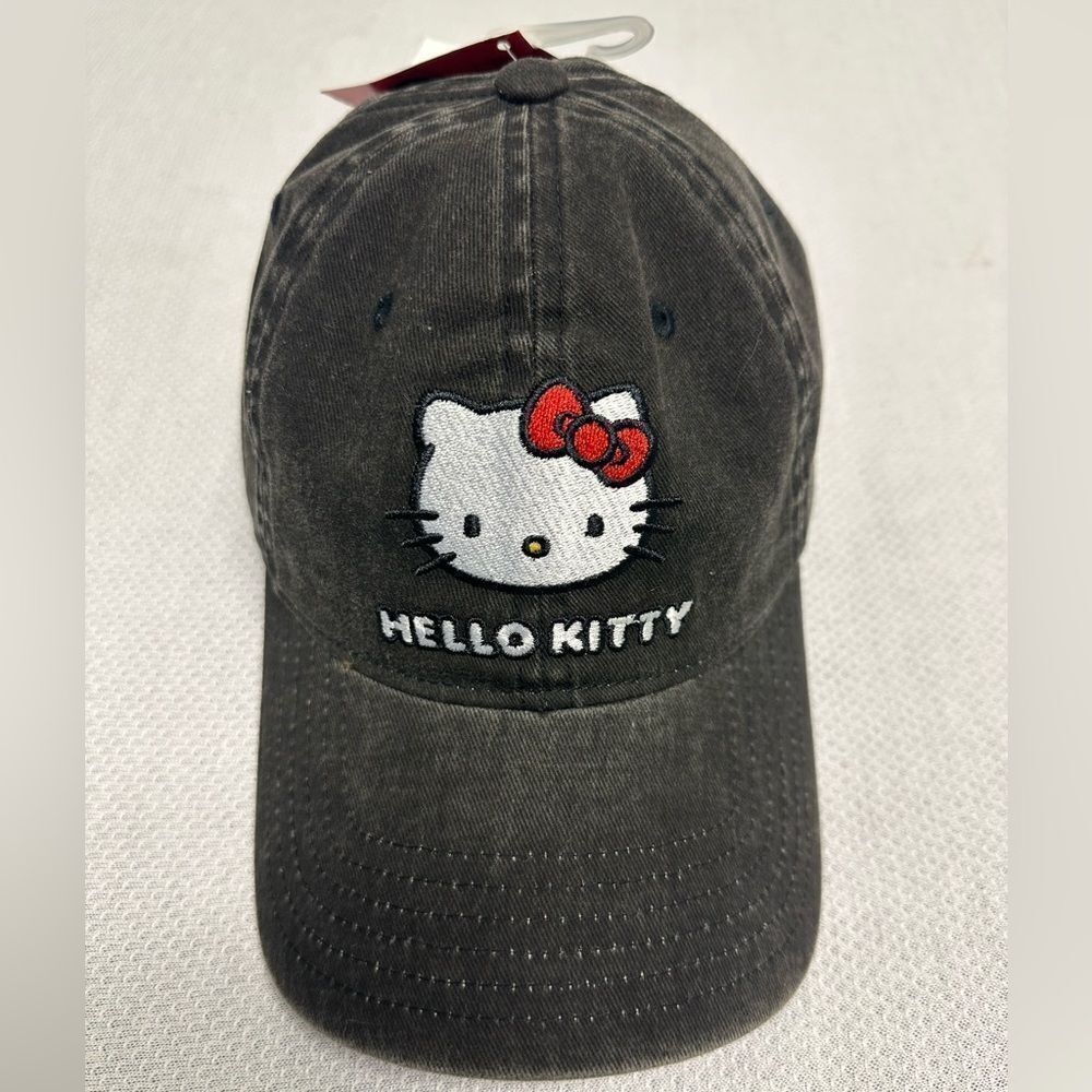 Hello Kitty OS Black Vintage Wash Denim Embroidered Cap
